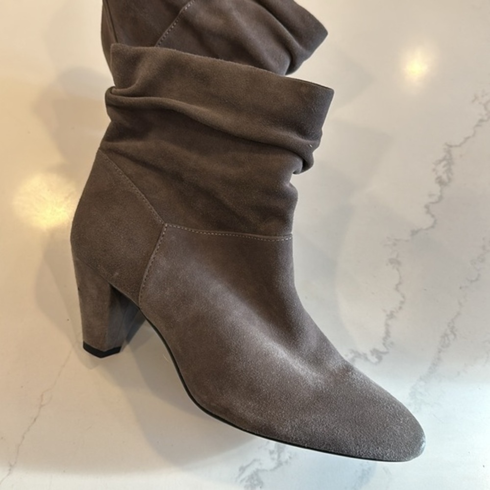 Alex Marie Gray Suede Gathered Heeled Booties Size 6